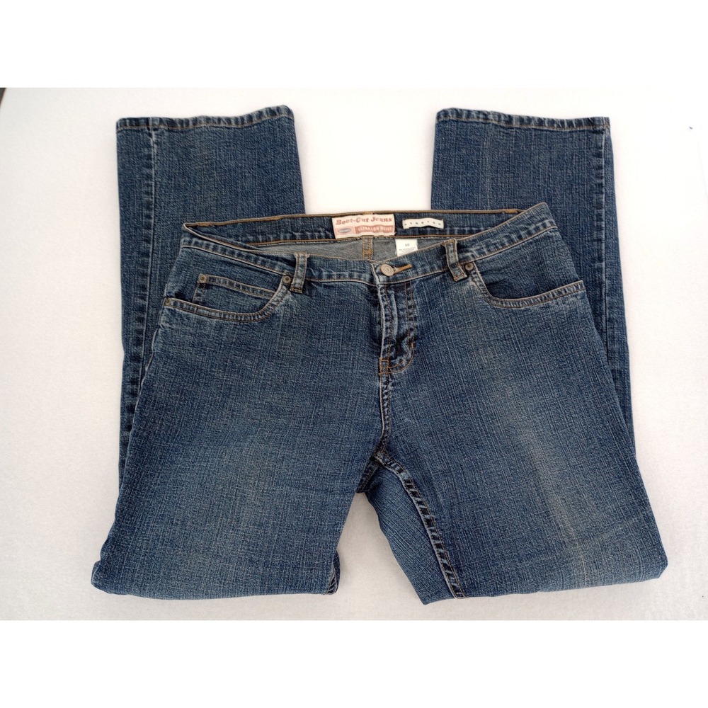 Old Navy Boot-Cut Jeans Women 10 Blue Ultra Low Waist Stretch Y2K